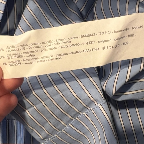 ZARA Women’s Light Blue Striped Wide Sleeve Button Up Blouse Size XS - Picture 5 of 5